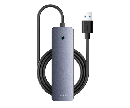 Hub USB Baseus 4w1 UltraJoy Lite 150cm USB-A - 4xUSB 3.0 , USB-C 5V (szary)